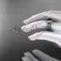 Black Diamond Butterfly ring 14kt white gold diamond unique wedding ring set ADLR514S