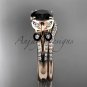 Black Diamond Butterfly ring 14kt rose gold diamond unique wedding ring set ADLR514S