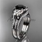 Black Diamond Butterfly ring platinum diamond unique wedding ring set ADLR514S