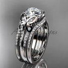 Double rings wedding set 14kt white gold diamond butterfly engagement ring ADLR514S