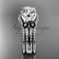 Double rings wedding set 14kt white gold diamond butterfly engagement ring ADLR514S