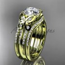 Double rings wedding set 14kt yellow gold diamond butterfly engagement ring ADLR514S