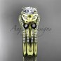 Double rings wedding set 14kt yellow gold diamond butterfly engagement ring ADLR514S