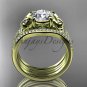 Double rings wedding set 14kt yellow gold diamond butterfly engagement ring ADLR514S