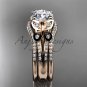 Double rings wedding set 14kt rose gold diamond butterfly engagement ring ADLR514S