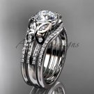 Double rings wedding set platinum diamond butterfly engagement ring ADLR514S
