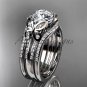 Double rings wedding set platinum diamond butterfly engagement ring ADLR514S