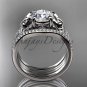 Double rings wedding set platinum diamond butterfly engagement ring ADLR514S