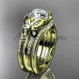 Double rings wedding set 14kt yellow gold Moissanite butterfly engagement ring ADLR514S