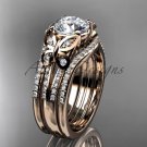 Double rings wedding set 14kt rose gold Moissanite butterfly engagement ring ADLR514S