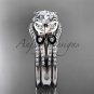 Double rings wedding set platinum Moissanite butterfly engagement ring ADLR514S