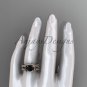 Double rings wedding set 14kt rose gold Black Diamond butterfly engagement ring ADLR514S