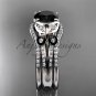 Double rings wedding set platinum Black Diamond butterfly engagement ring ADLR514S