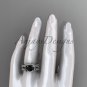 Double rings wedding set platinum Black Diamond butterfly engagement ring ADLR514S