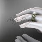 Pearl Double Rings Wedding Set 14kt yellow Gold Diamond Leaf Engagement Ring AP317S