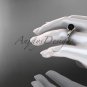 Black Cultured Pearl Engagement Rings 14kt Rose Gold Diamond Leaf Wedding Ring ABP317