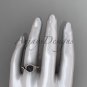 Black Cultured Pearl Engagement Rings 14kt Rose Gold Diamond Leaf Wedding Ring ABP317