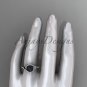Black Cultured Pearl Engagement Rings platinum Diamond Leaf Wedding Ring ABP317