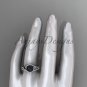 Black Cultured Pearl Wedding Set 14kt White Gold Diamond Leaf Engagement Ring ABP317S