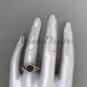 Black Cultured Pearl Wedding Set 14kt Rose Gold Diamond Leaf Engagement Ring ABP317S