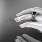 Black Pearl Double Rings Wedding Set 14kt Yellow Gold Diamond Leaf Engagement Ring ABP317S