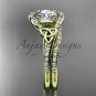 Diamond celtic trinity knot wedding Set, 14kt yellow gold irish engagement ring CT7317S