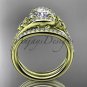 Diamond celtic trinity knot wedding Set, 14kt yellow gold irish engagement ring CT7317S