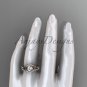Diamond celtic trinity knot wedding Set, 14kt rose gold irish engagement ring CT7317S