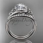 Moissanite celtic trinity knot wedding Set, 14kt White gold irish diamond engagement ring CT7317S