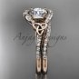 Moissanite celtic trinity knot wedding Set, 14kt rose gold irish diamond engagement ring CT7317S