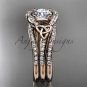 Irish wedding ring Set, 14kt rose gold Diamond celtic trinity knot engagement ring CT7317S