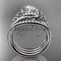 Irish wedding ring Set, platinum Diamond celtic trinity knot engagement ring CT7317S