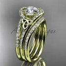 Irish celtic wedding ring Set, 14kt yellow gold moissanite trinity knot engagement ring CT7317S