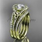 Irish celtic wedding ring Set, 14kt yellow gold moissanite trinity knot engagement ring CT7317S