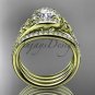 Irish celtic wedding ring Set, 14kt yellow gold moissanite trinity knot engagement ring CT7317S