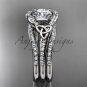 Irish celtic wedding ring Set, 14kt White gold moissanite trinity knot engagement ring CT7317S