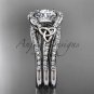 Irish celtic wedding ring Set, Platinum moissanite trinity knot engagement ring CT7317S