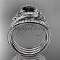 Irish celtic wedding ring Set, 14kt white gold Black Diamond trinity knot engagement ring CT7317S