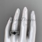Irish celtic wedding ring Set, 14kt white gold Black Diamond trinity knot engagement ring CT7317S