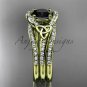 Irish celtic wedding ring Set, 14kt yellow gold Black Diamond trinity knot engagement ring CT7317S