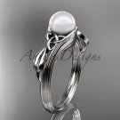 Pearl Celtic Engagement Ring Unique 14kt white gold Wedding Ring CTP7324