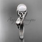 Pearl Celtic Engagement Ring Unique 14kt white gold Wedding Ring CTP7324