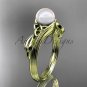 Pearl Celtic Engagement Ring Unique 14kt yellow gold Wedding Ring CTP7324