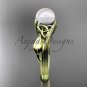 Pearl Celtic Engagement Ring Unique 14kt yellow gold Wedding Ring CTP7324