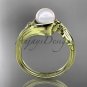 Pearl Celtic Engagement Ring Unique 14kt yellow gold Wedding Ring CTP7324