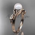 Pearl Celtic Engagement Ring Unique 14kt rose gold Wedding Ring CTP7324