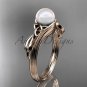 Pearl Celtic Engagement Ring Unique 14kt rose gold Wedding Ring CTP7324