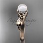 Pearl Celtic Engagement Ring Unique 14kt rose gold Wedding Ring CTP7324