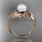 Pearl Celtic Engagement Ring Unique 14kt rose gold Wedding Ring CTP7324