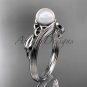 Pearl Celtic Engagement Ring Unique Platinum Wedding Ring CTP7324